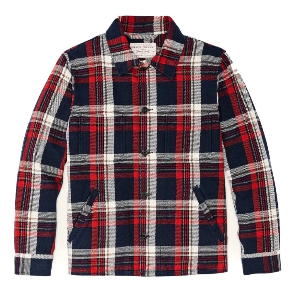 Filson Deer Island Ranch Coat Jacket in Navy Red Plaid NEW! $245 Mens Small - Picture 2 of 6
